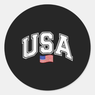 Patriotic Usa National American Flag 4th Of July W Classic Round Sticker
