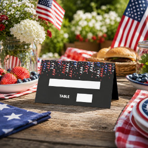 Patriotic USA red blue white black party Place Card