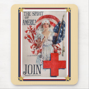 Patriotic USA - Red Cross Join Mouse Pad