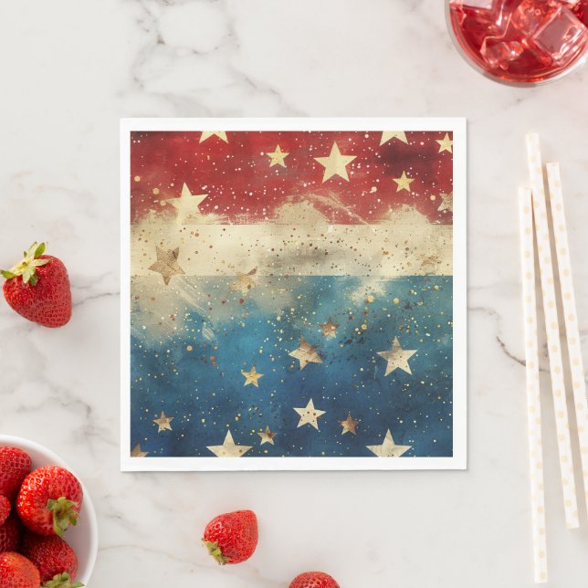 Patriotic USA Red White and Blue Paper Napkins (Insitu)