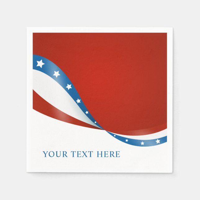 Patriotic USA Red White and Blue with Stars Napkin (Front)