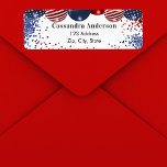 Patriotic USA red white blue flag return address Return Address Label<br><div class="desc">White background. Decorated with patriotic coloured  balloons in red blue and white. Blue and red sparkles. Personalise and add your name and return address.</div>