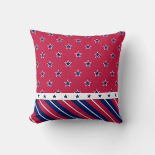 Patriotic USA Red White Blue Stars Stripes Cushion