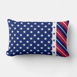 Patriotic USA Red White Blue Stars Stripes Home  Lumbar Cushion