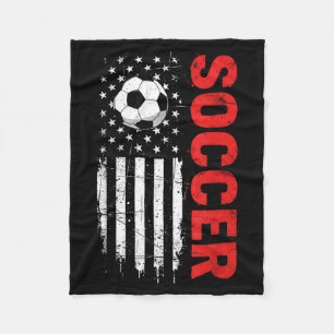 Patriotic USA Soccer Ball Distressed American Flag Fleece Blanket