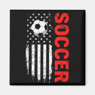 Patriotic usa soccer ball distressed american flag magnet
