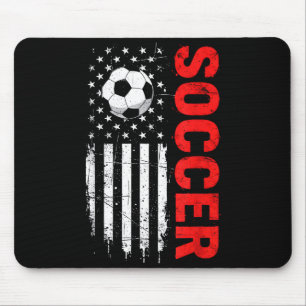 Patriotic usa soccer ball distressed american flag mouse pad