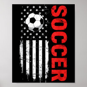 Patriotic USA Soccer Ball Distressed American Flag Poster