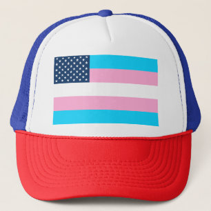 Patriotic USA Trans Pride Flag Trucker Hat
