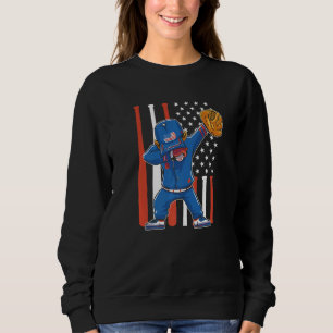 patriotic usa us flag dabbin' baseball player Prem Sweatshirt