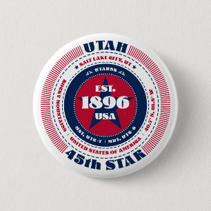 Patriotic Utah Circle with State Details 6 Cm Round Badge