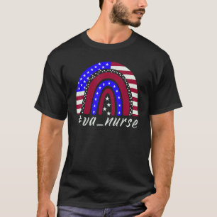 Patriotic Va Nurse Rainbow American Flag 4th July T-Shirt