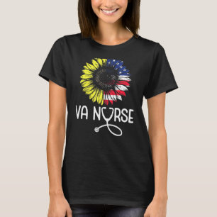 Patriotic Va Nurse Veterans Affairs American Flag  T-Shirt