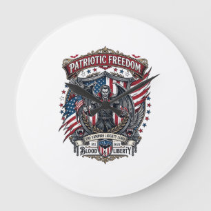 Patriotic Vampire Liberty Lord Horror Monster Patr Large Clock