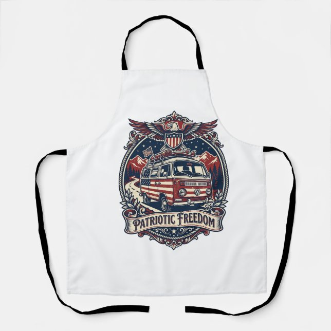 Patriotic Van Life Vector Graphic Tee_1 Apron (Front)
