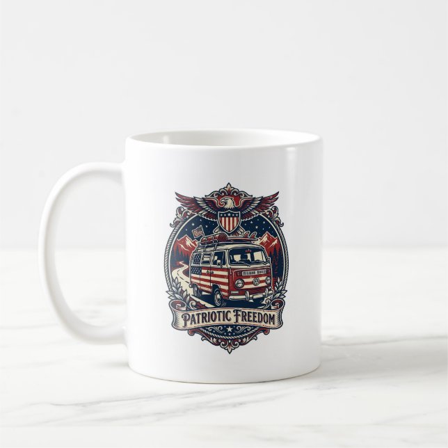 Patriotic Van Life Vector Graphic Tee_1 Coffee Mug (Left)