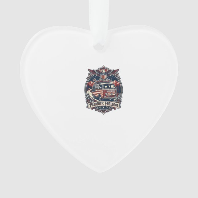 Patriotic Van Life Vector Graphic Tee_1 Ornament (Front)