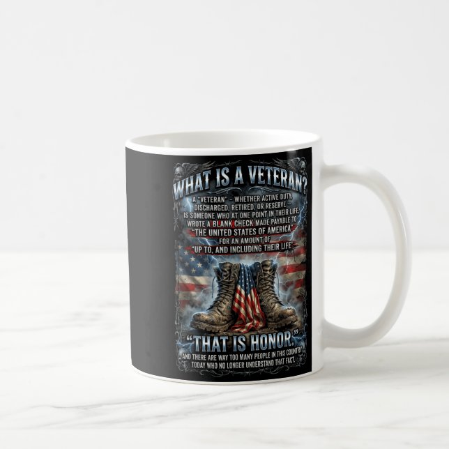 Patriotic Veteran Definition Blank Check Sacrifice Coffee Mug (Right)