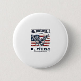 Patriotic Veteran Eagle Vintage Engraving Shirt De 6 Cm Round Badge