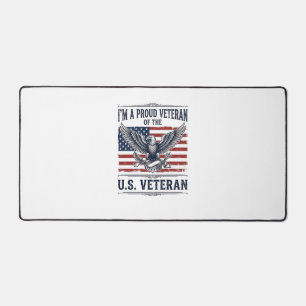Patriotic Veteran Eagle Vintage Engraving Shirt De Desk Mat