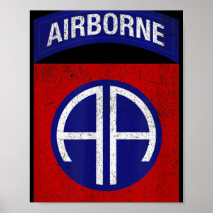 Patriotic Veteran Military Distressed 82nd Airborn Poster