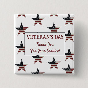 Patriotic Veteran's Day American Flag Star 15 Cm Square Badge