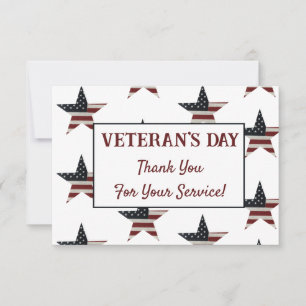 Patriotic Veteran's Day American Flag Star Thank You Card