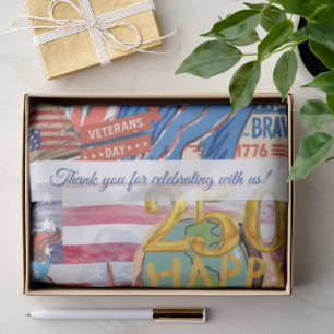Patriotic Vibrant Collage Iconic America's 250th  Tissue Paper