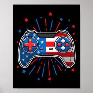 Patriotic Video Game Gamer 4th Of July American Fl Poster