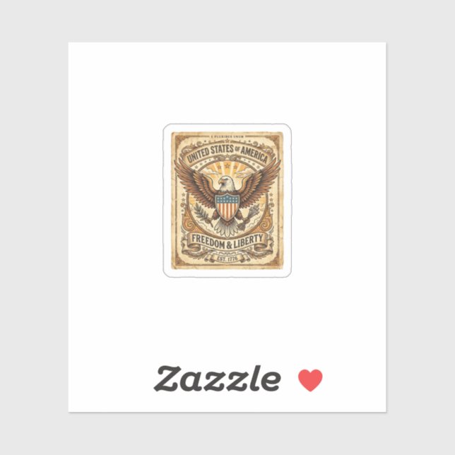 Patriotic Vintage Bald Eagle Distressed (Sheet)