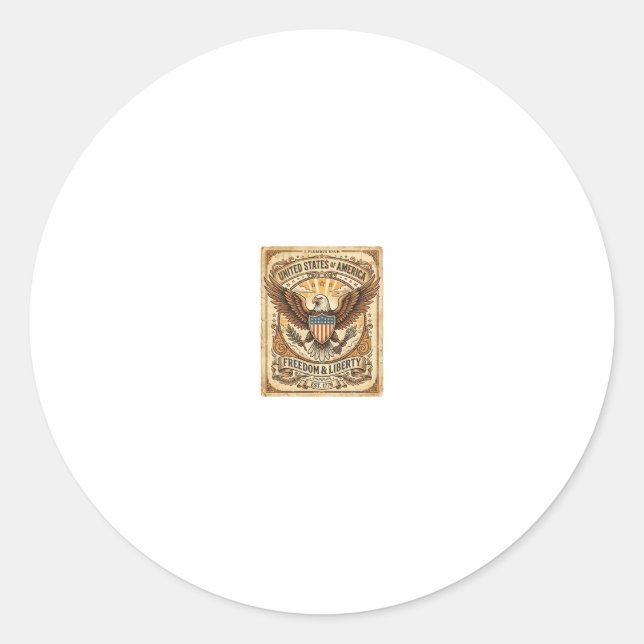 Patriotic Vintage Bald Eagle Distressed Classic Round Sticker (Front)