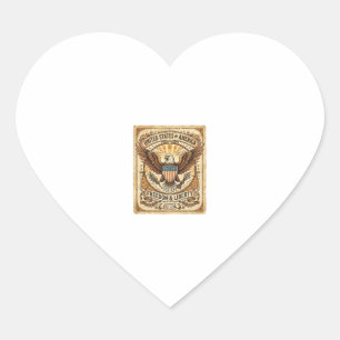 Patriotic Vintage Bald Eagle Distressed Heart Sticker