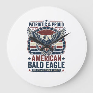 Patriotic Vintage Bald Eagle Distressed T-Shirt (3 Large Clock