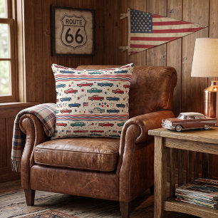 Patriotic Vintage Cars Cushion