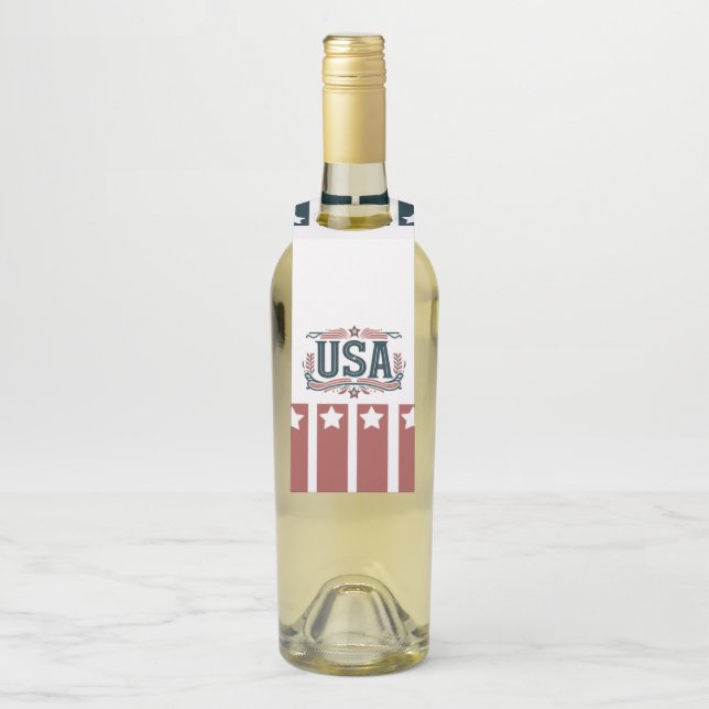 Patriotic, vintage USA  Bottle Tag (On Bottle)