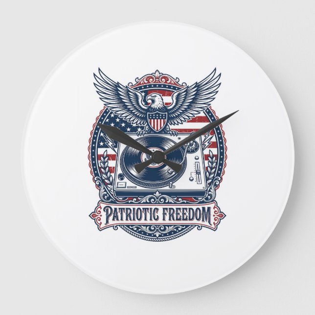 Patriotic Vinyl Collector Vector Graphic Tee Large Clock (Front)