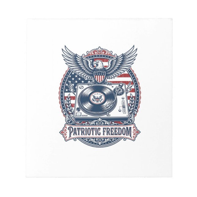 Patriotic Vinyl Collector Vector Graphic Tee Notepad (Front)