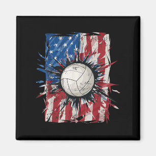 Patriotic Volleyball th of July Men USA American F Magnet