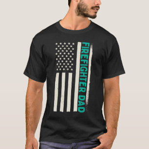 Patriotic Volunteer Fireman Firefighter Dad Americ T-Shirt