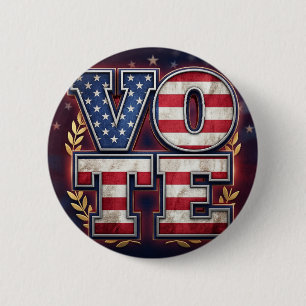 Patriotic VOTE American Flag Typography Design 6 Cm Round Badge