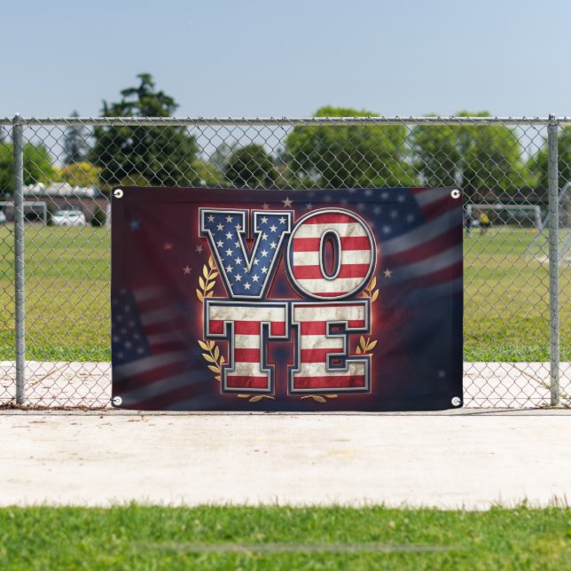 Patriotic VOTE American Flag Typography Design Banner (Insitu)