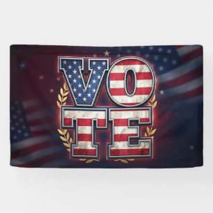 Patriotic VOTE American Flag Typography Design Banner