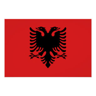 Patriotic wall poster with Flag of Albania