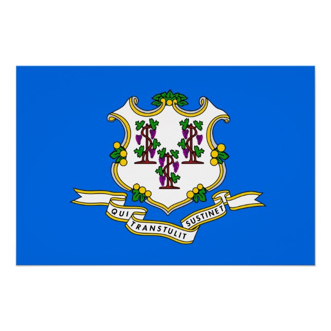 Patriotic wall poster with Flag of Connecticut (Front)