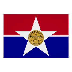 Patriotic wall poster with Flag of Dallas