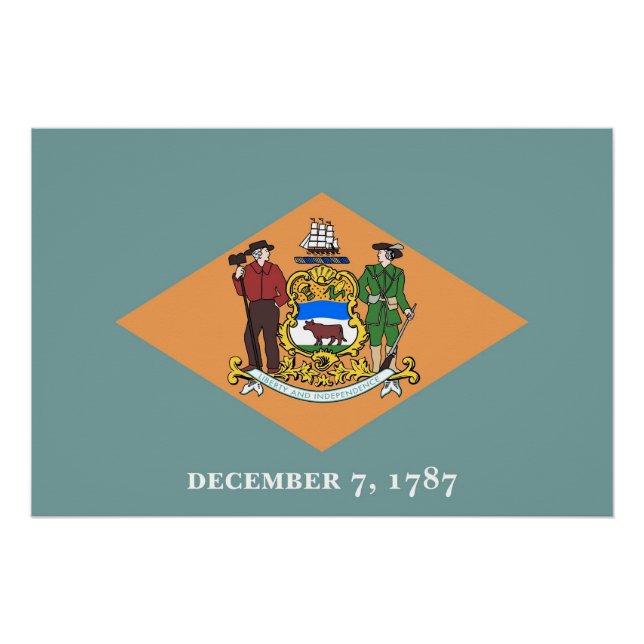 Patriotic wall poster with Flag of Delaware (Front)