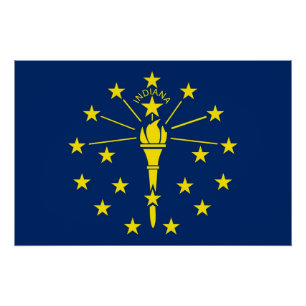 Patriotic wall poster with Flag of Indiana