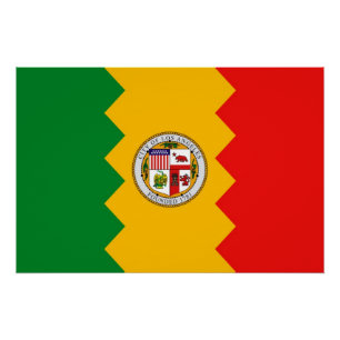 Patriotic wall poster with Flag of Los Angeles