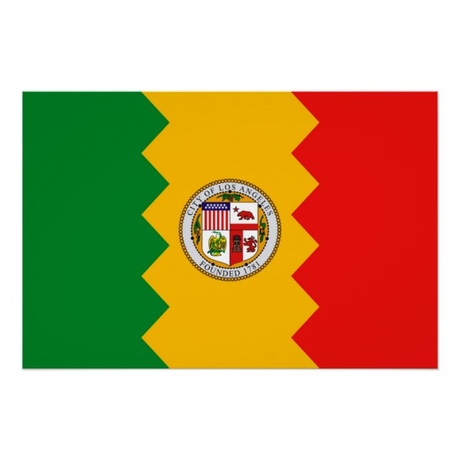 Patriotic wall poster with Flag of Los Angeles (Front)
