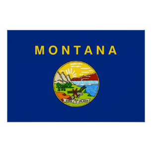 Patriotic wall poster with Flag of Montana